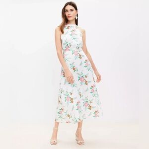 NWT Loft Floral Jacquard Halter Midi Dress Size 16